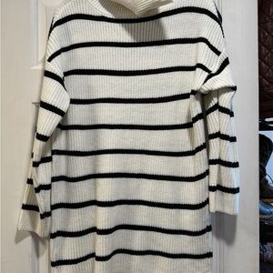 Women’s Black & White Striped Knit Sweater